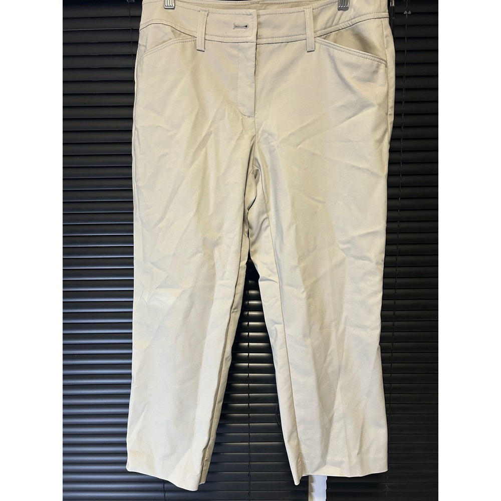Dalia Capri Pants Womens 6 Beige Cotton Blend Stretch Casual D785-E887